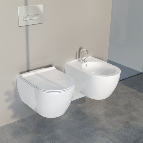 Λεκάνη Κρεμαστή Πορσελάνης Cerastyle City Rimless 019100-w  Λευκή Σετ