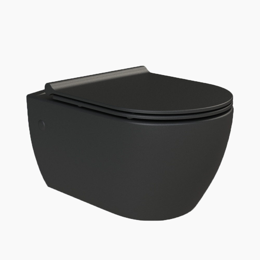 Λεκάνη Κρεμαστή Πορσελάνης Cerastyle City Rimless 019107-w-97 Ματ Μαύρο Σετ