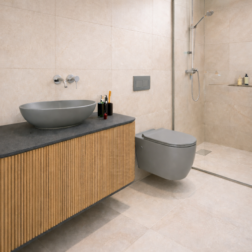 Λεκάνη Κρεμαστή Πορσελάνης Cerastyle City Rimless 01910Α-w-97 Ματ Γκρί Σετ