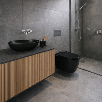 Λεκάνη Κρεμαστή Πορσελάνης Cerastyle City Rimless 019107-w-97 Ματ Μαύρο Σετ