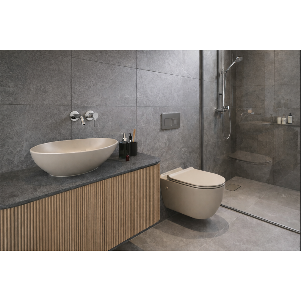 Λεκάνη Κρεμαστή Πορσελάνης Cerastyle City Rimless 019108-w-97 Ματ Cappuccino Σετ