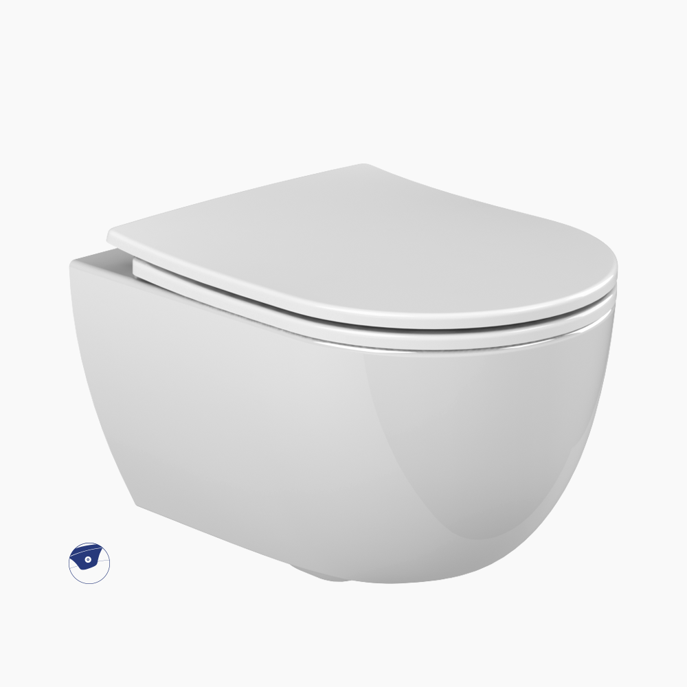 Λεκάνη Κρεμαστή Πορσελάνης Cerastyle Bella Rimless με Μπιντέ 017600  Λευκή Σετ