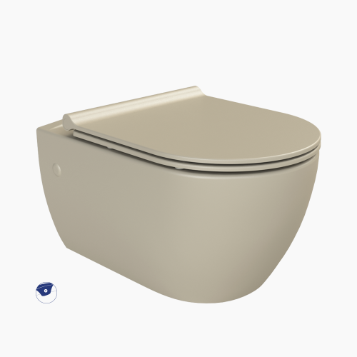 Λεκάνη Κρεμαστή Πορσελάνης Cerastyle City Rimless με Μπιντέ 019108-97 Ματ Cappuccino Σετ