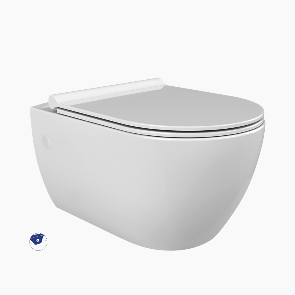 Λεκάνη Κρεμαστή Πορσελάνης Cerastyle City Rimless με Μπιντέ 019100  Λευκή Σετ