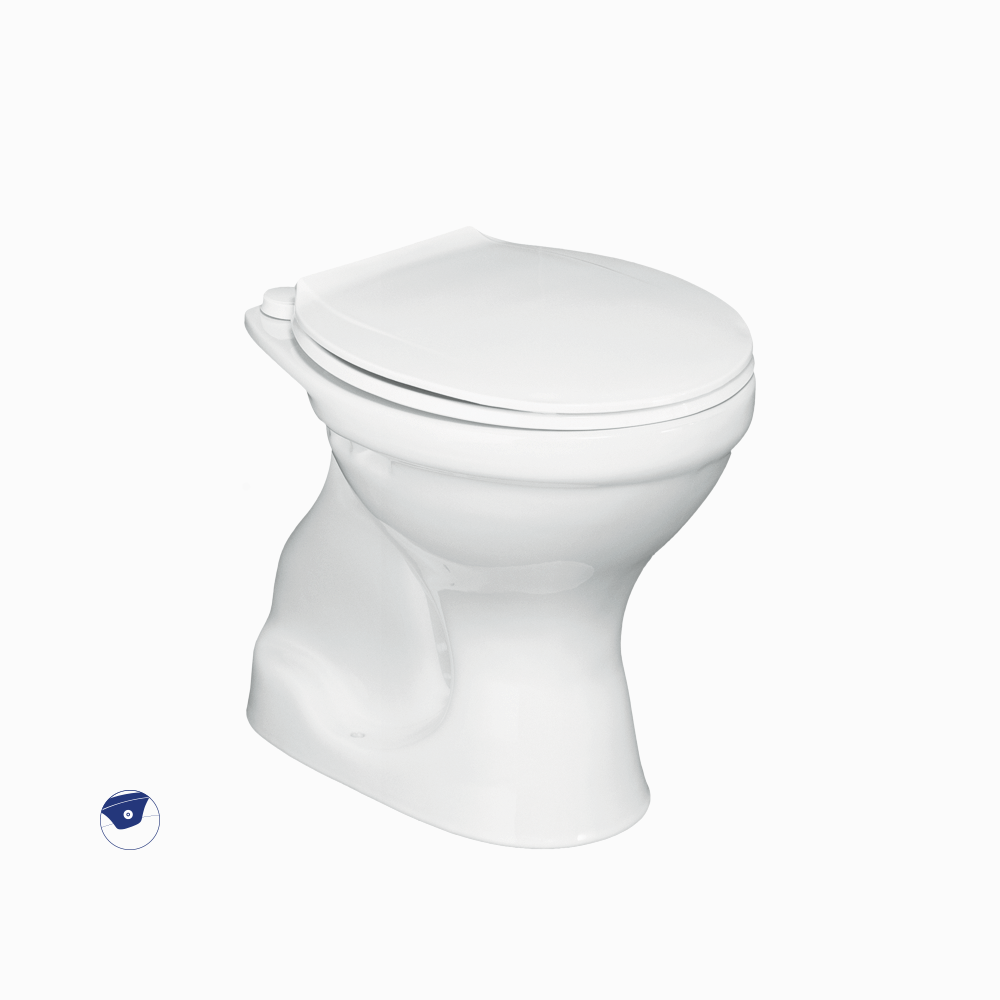 Λεκάνη Δαπέδου Πορσελάνης Cerastyle Υψηλής Πιέσεως με Μπιντέ 005000 Κατωστόμια Λευκή Σετ