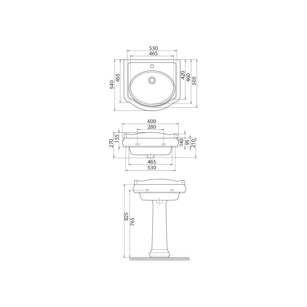 Νιπτήρας Κρεμαστός Πορσελάνης Cerastyle 1837  60x54cm 030200-u Λευκό