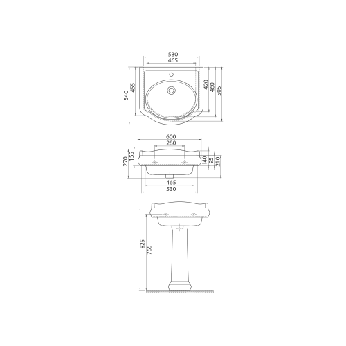 Νιπτήρας Κρεμαστός Πορσελάνης Cerastyle 1837  60x54cm 030200-u Λευκό
