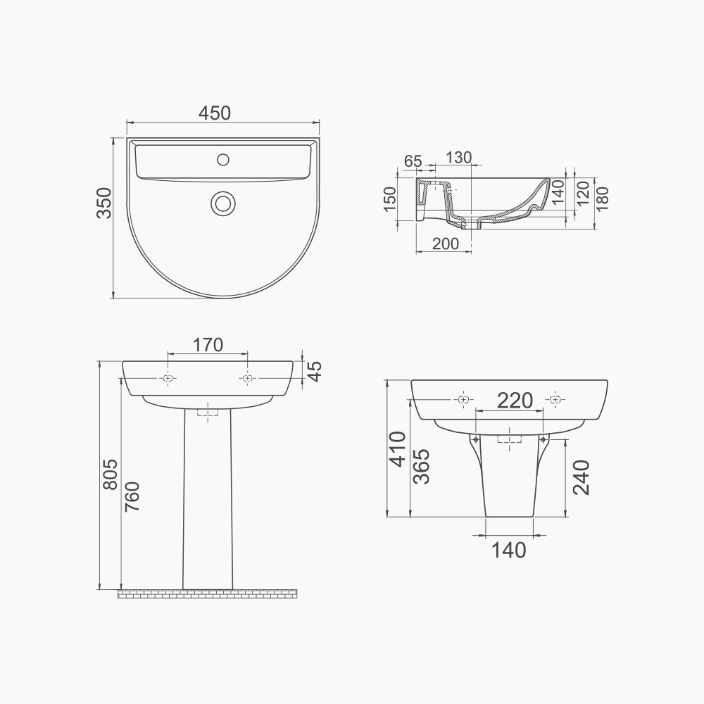 Νιπτήρας Κρεμαστός Πορσελάνης Cerastyle Bella 45x35cm  003100-u Λευκό