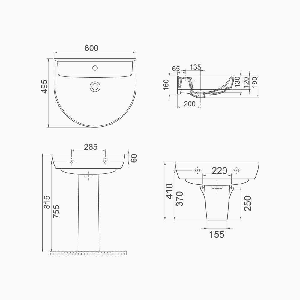 Νιπτήρας Κρεμαστός Πορσελάνης Cerastyle Bella 60x50cm  007800-u Λευκό
