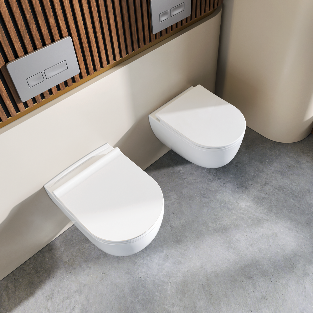 Λεκάνη Κρεμαστή Πορσελάνης Cerastyle Bella Rimless με Μπιντέ 017600  Λευκή Σετ