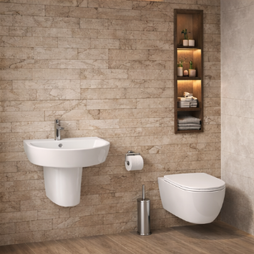 Ημικολώνα Νιπτήρας Πορσελάνης Cerastyle Bella 016800 Λευκή