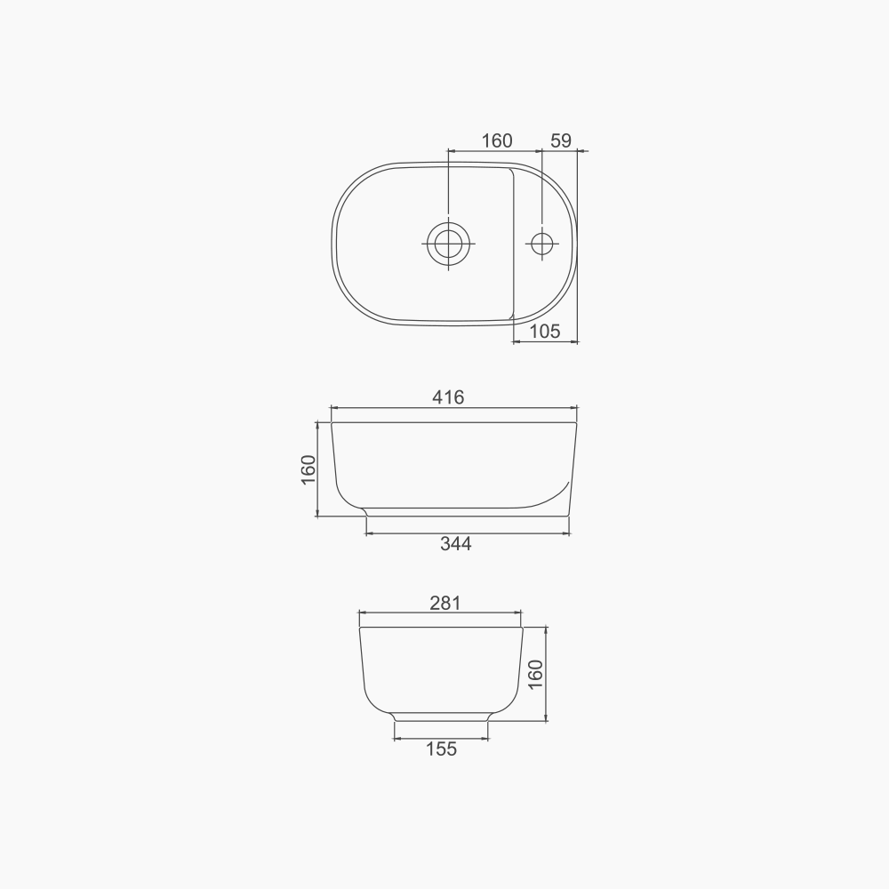 Νιπτήρας Πάγκου Πορσελάνης Cerastyle Aqua 42x28cm  077000-u Λευκό