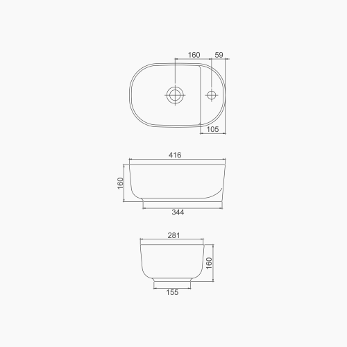 Νιπτήρας Πάγκου Πορσελάνης Cerastyle Aqua 42x28cm  077000-u Λευκό