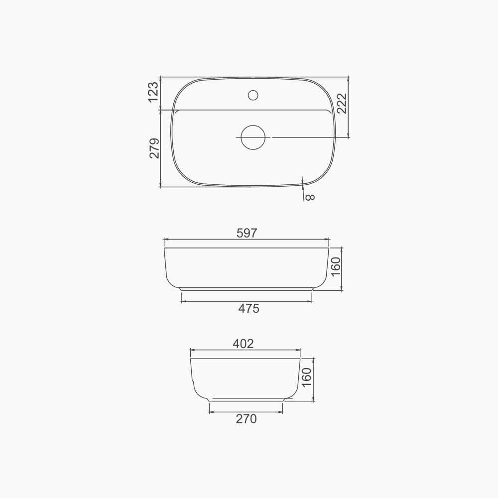 Νιπτήρας Πάγκου Πορσελάνης Cerastyle Aqua 60x40cm  077100-u Λευκό