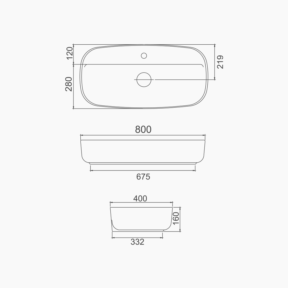 Νιπτήρας Πάγκου Πορσελάνης Cerastyle Aqua 80x40cm  077300-u Λευκό