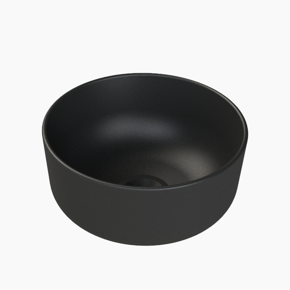 Νιπτήρας Πάγκου Πορσελάνης Cerastyle Aqua Φ 33cm  077607-97 Ματ Μαύρο