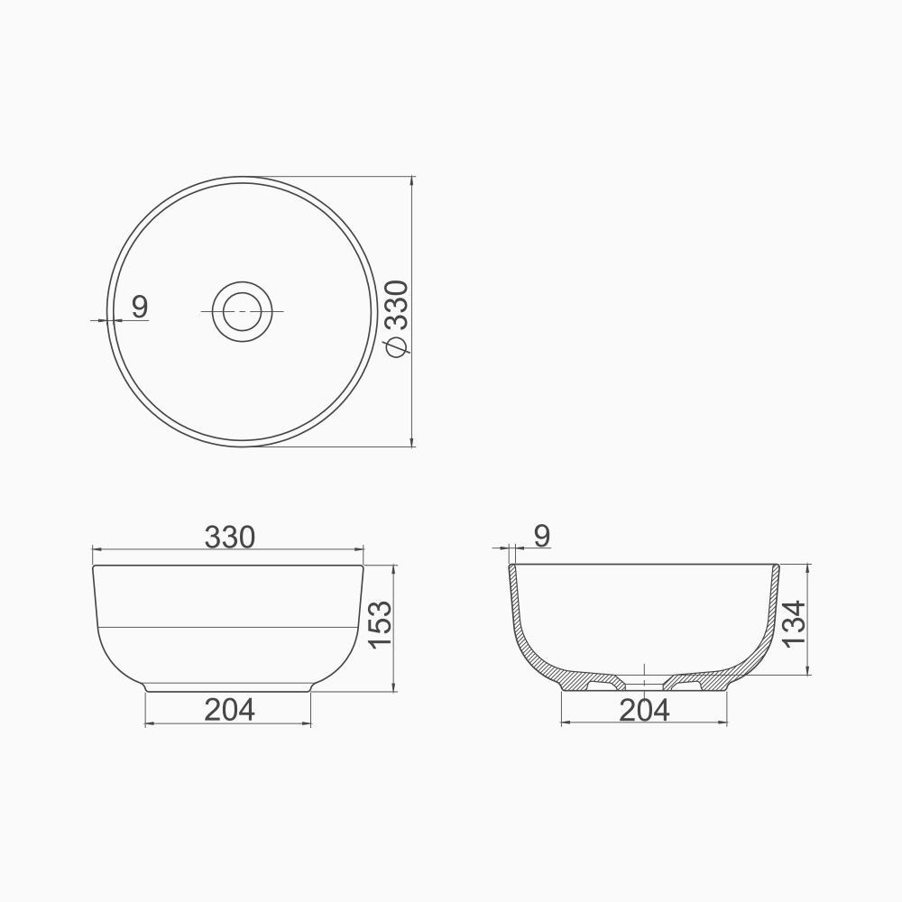 Νιπτήρας Πάγκου Πορσελάνης Cerastyle Aqua Φ 33cm  077600-97 Ματ Λευκό