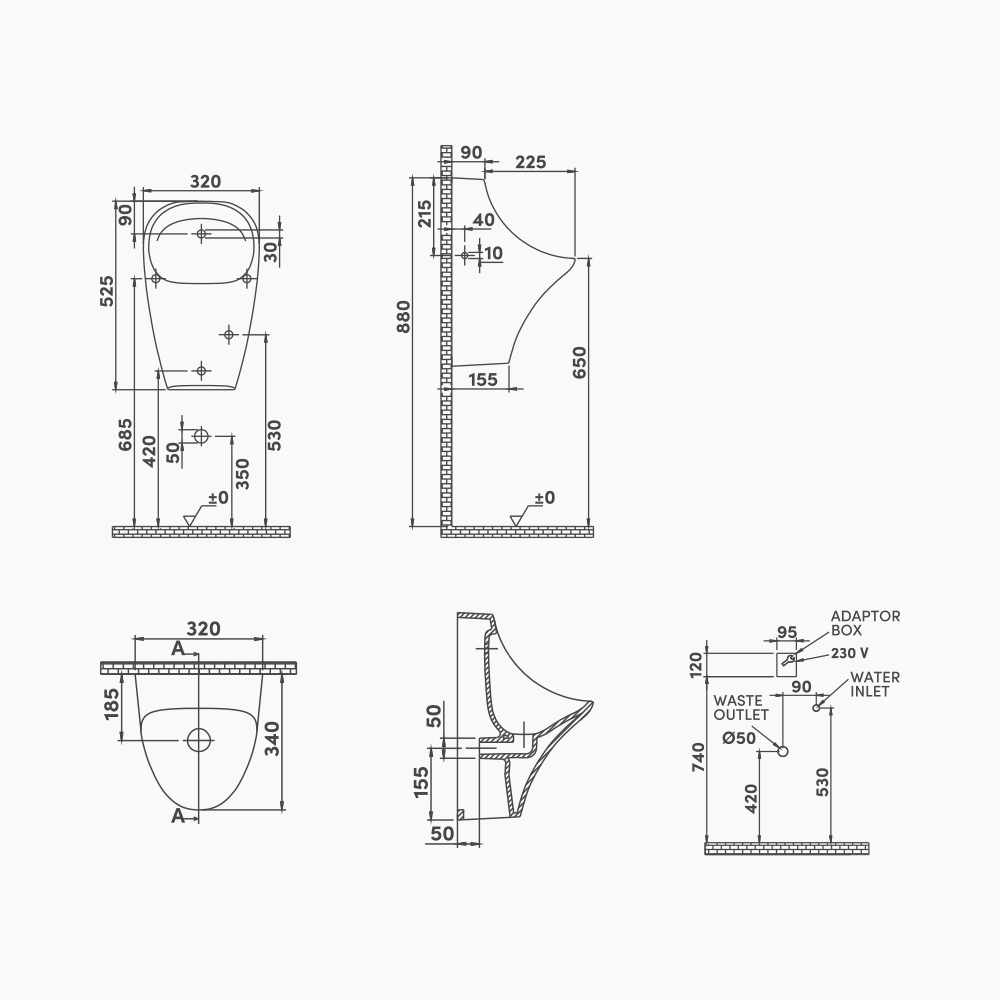 Ουρητήριο Κρεμαστή Πορσελάνης Cerastyle Aqua με Φωτοκύτταρο 014800 Λευκή
