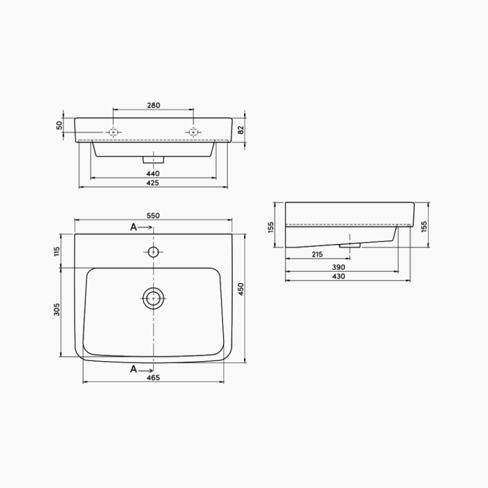Νιπτήρας Κρεμαστός Πορσελάνης Cerastyle Duru 55x45cm 035300-u Λευκό Νιπτήρας Κρεμαστός Πορσελάνης Cerastyle Duru 55x45cm 035300-u Λευκό
