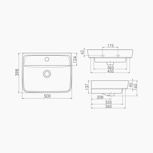 Νιπτήρας Κρεμαστός Πορσελάνης Cerastyle Duru 50x40cm  035000-u Λευκό