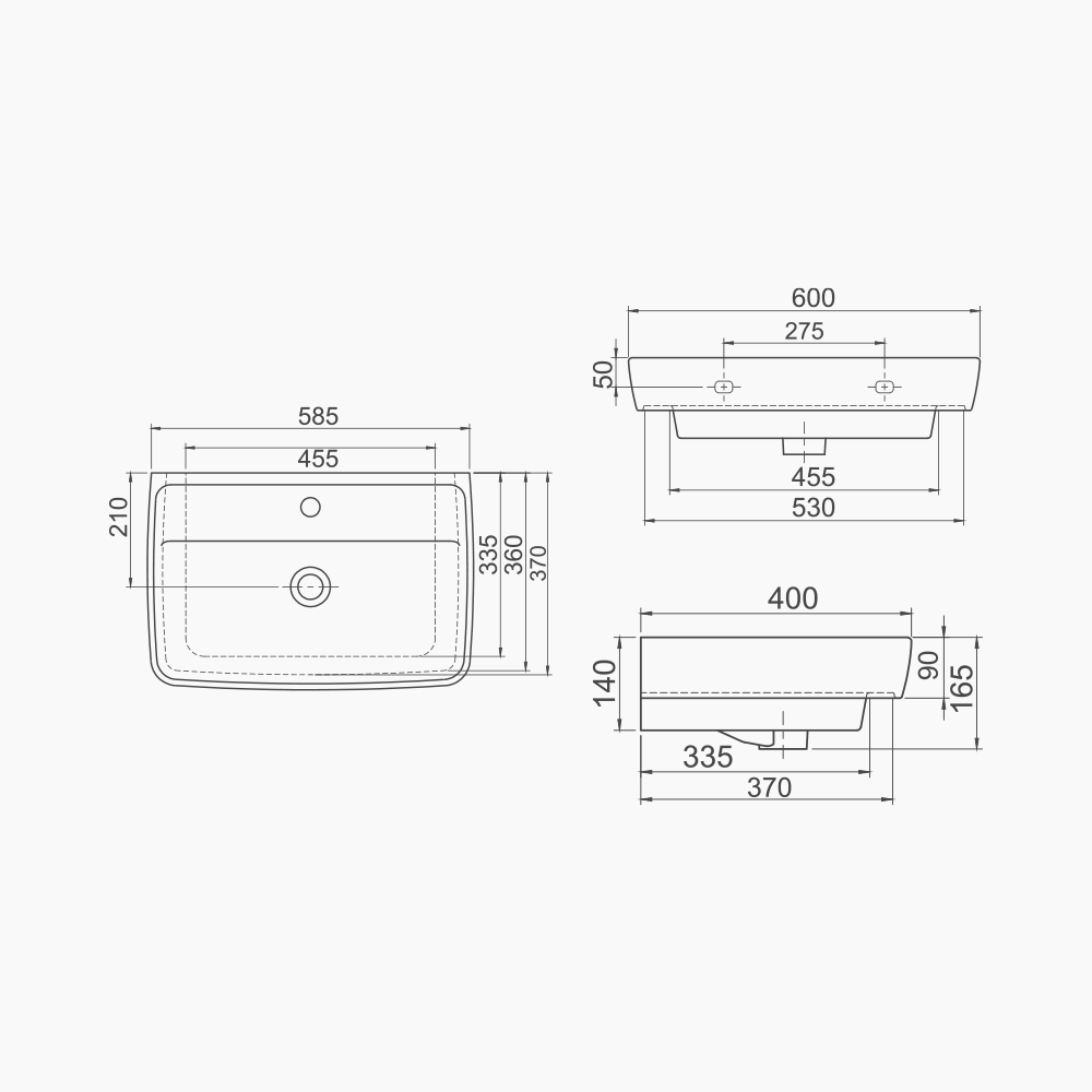 Νιπτήρας Κρεμαστός Πορσελάνης Cerastyle Duru 60x40cm  035100-u Λευκό