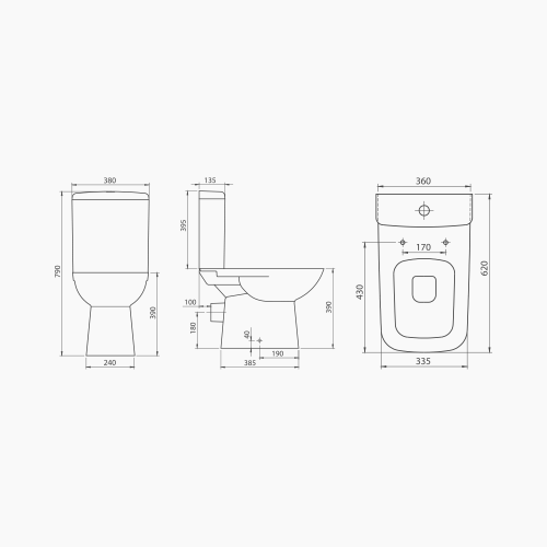 Λεκάνη Δαπέδου Πορσελάνης Cerastyle Duru με Μπιντέ  028800-p Πισωστόμια Λευκή Σετ