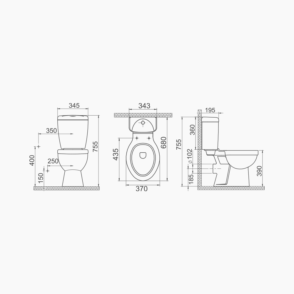 Λεκάνη Δαπέδου Πορσελάνης Cerastyle Lila με Μπιντέ  028300-p Πισωστόμια Λευκή Σετ