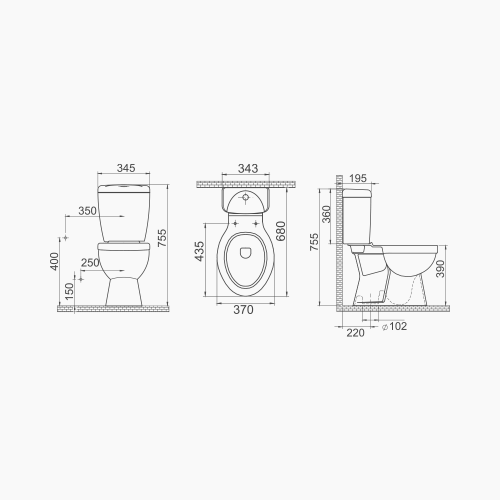 Λεκάνη Δαπέδου Πορσελάνης Cerastyle Lila με Μπιντέ 028300 Κατωστόμια Λευκή Σετ