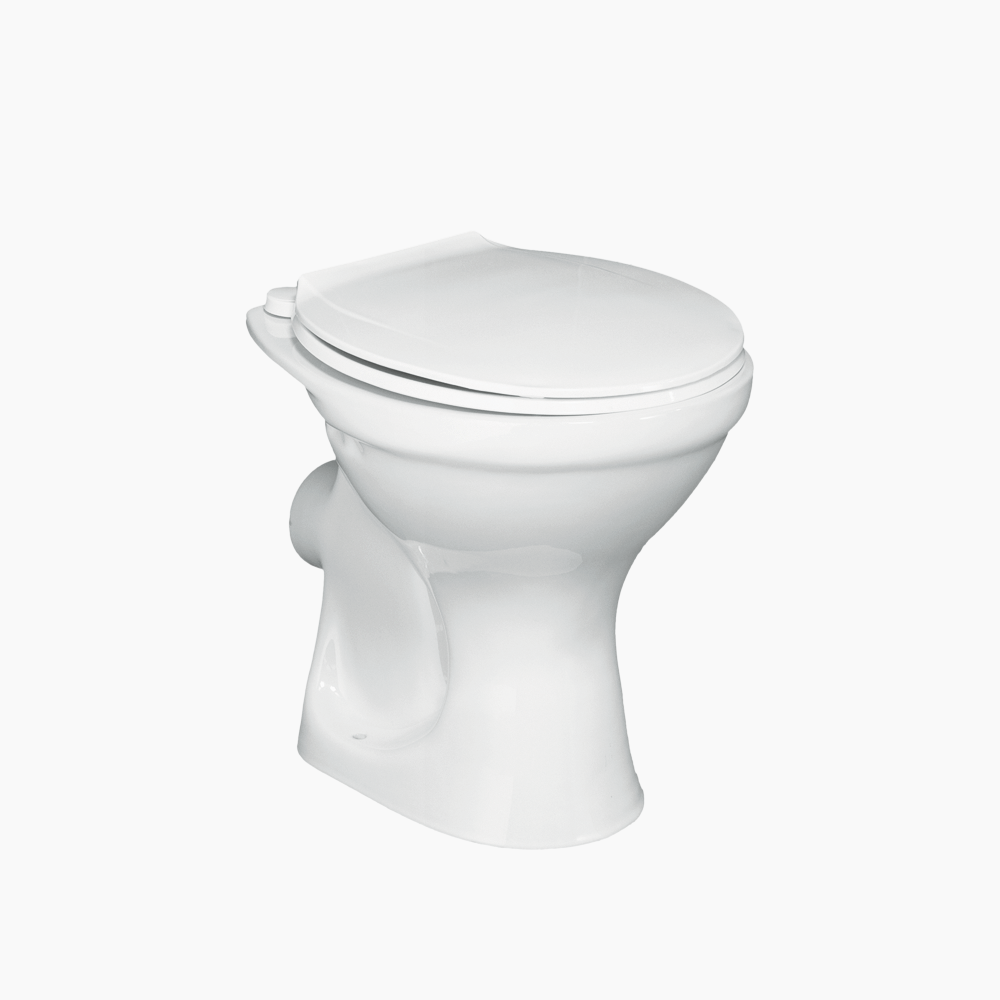 Λεκάνη Δαπέδου Πορσελάνης Cerastyle Υψηλής Πιέσεως  005100-pw Πισωστόμια Λευκή Σετ