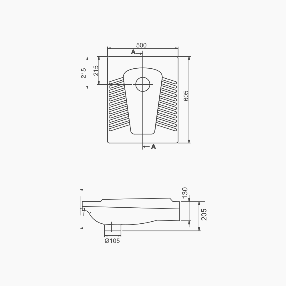 Λεκάνη Δαπέδου Πορσελάνης Cerastyle Τουρκικού Τύπου 50x60cm  004500 Λευκή