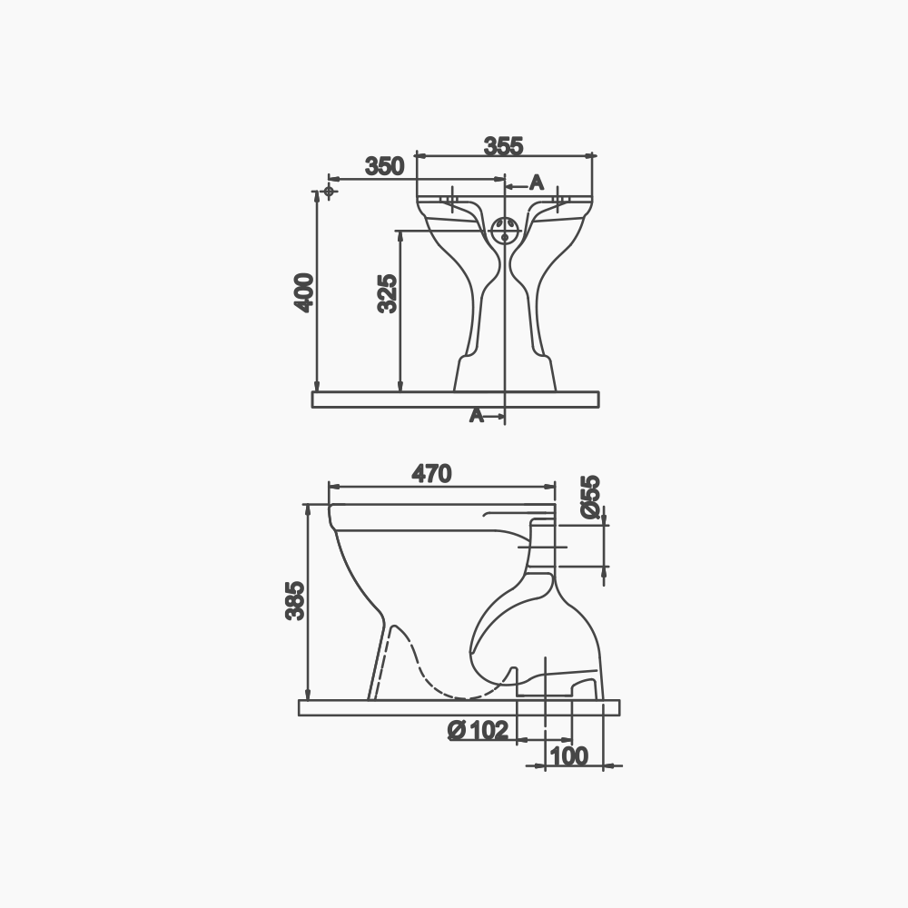 Λεκάνη Δαπέδου Πορσελάνης Cerastyle Υψηλής Πιέσεως με Μπιντέ 005000 Κατωστόμια Λευκή Σετ