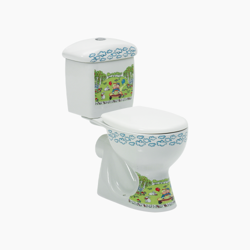 Λεκάνη Δαπέδου Πορσελάνης Cerastyle Kids 008100-pw-61 Πισωστόμια Λευκή Σετ