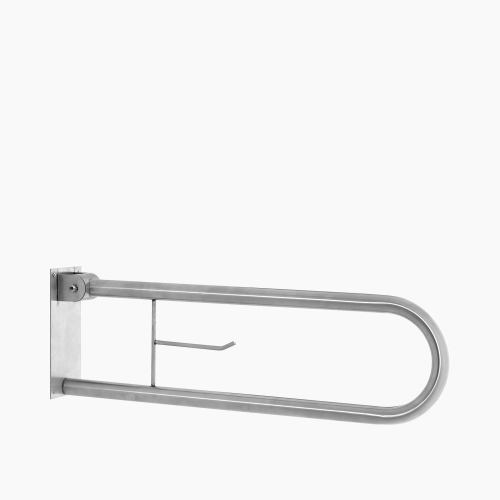 Μπάρα τοίχου ανακλινόμενη ΑΜΕΑ με χαρτοθήκη , ανοξείδωτο inox 304 , διάμετρο Φ32 mm , μήκος 73 cm
