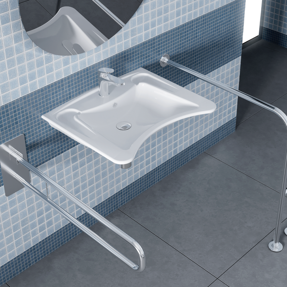 Νιπτήρας Κρεμαστός Πορσελάνης Cerastyle Disabled ΑΜΕΑ 60x50cm  017100-u Λευκός