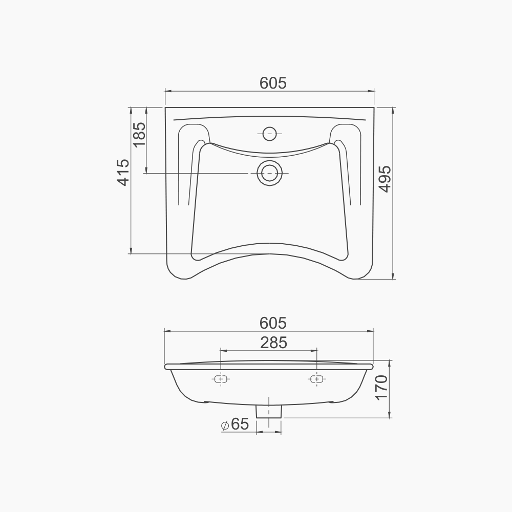 Νιπτήρας Κρεμαστός Πορσελάνης Cerastyle Disabled ΑΜΕΑ 60x50cm  017100-u Λευκός