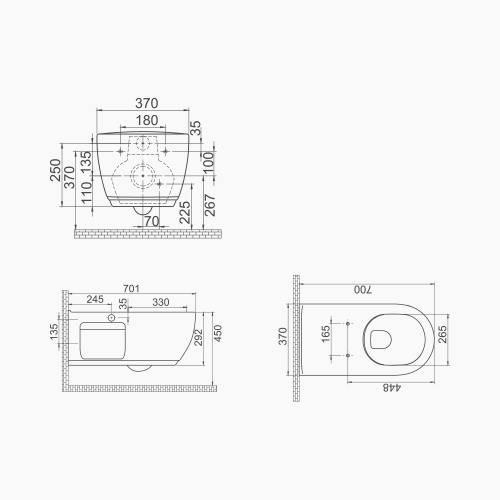 Λεκάνη Κρεμαστή Πορσελάνης Α.Μ.Ε.Α. Cerastyle City Rimless με Μπιντέ 017000 Λευκή Σετ