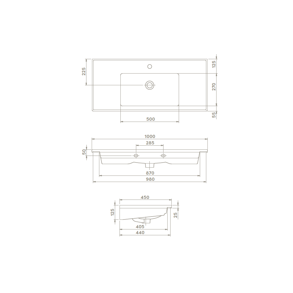 Νιπτήρας Επίπλου Arte Plus 100x45cm 0478000-u Λευκό