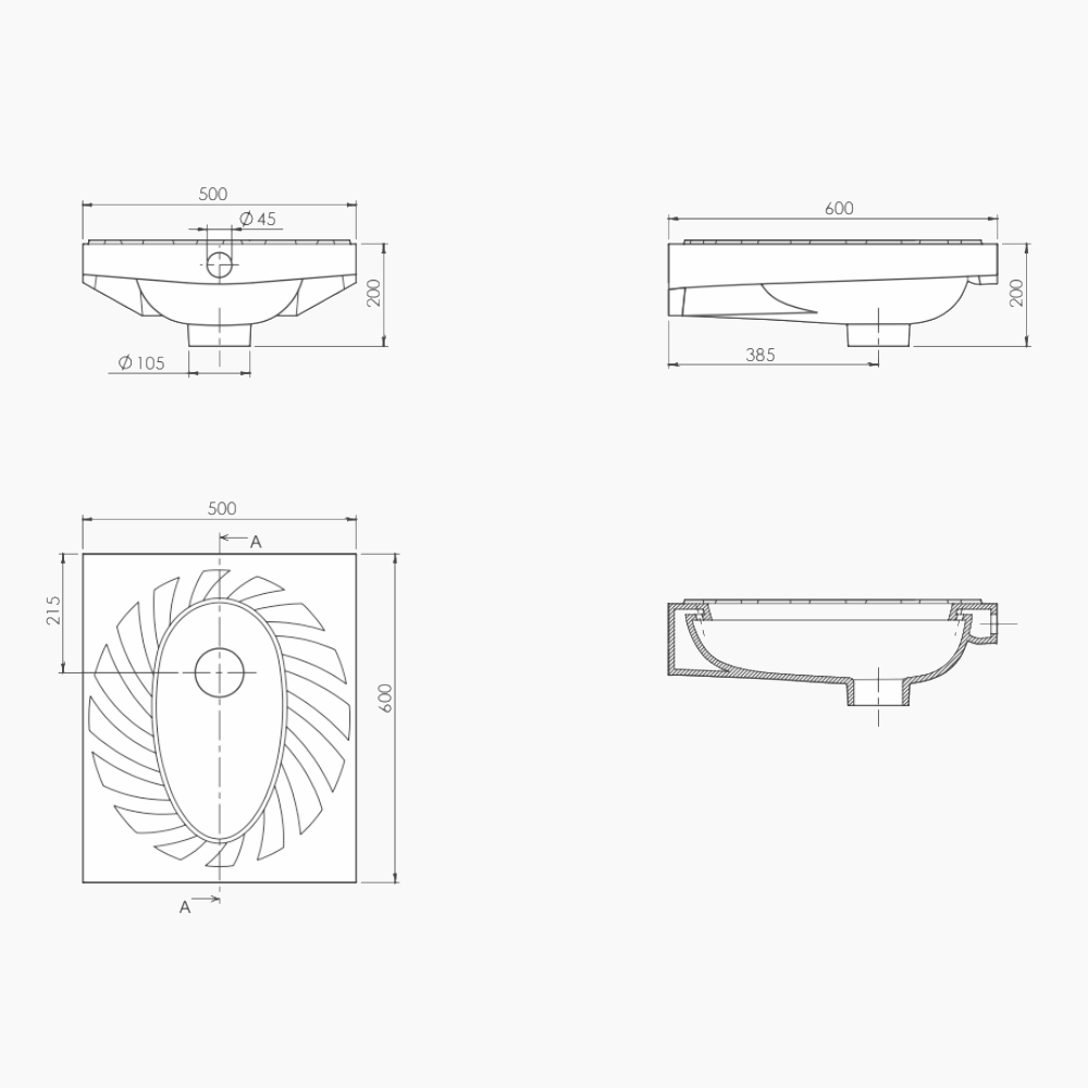 Λεκάνη Δαπέδου Πορσελάνης Cerastyle Τουρκικού Τύπου 50x60cm  004400 Λευκή