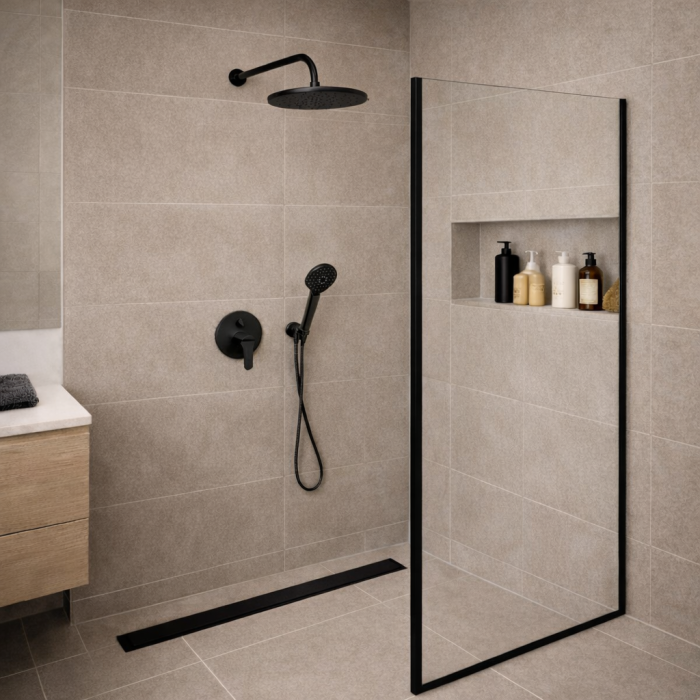 Σετ Εντοιχισμού Στρόγγυλη Διπλής Ροής με Διανομέα Ορειχάλκινο DM-2739 Μαύρο