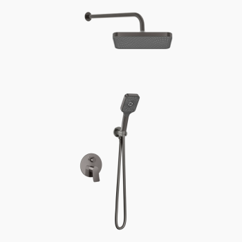 Σετ Εντοιχισμού Μπαταρία Διπλής Ροής Ορειχάλκινο Valero VS-4134 Art Gray