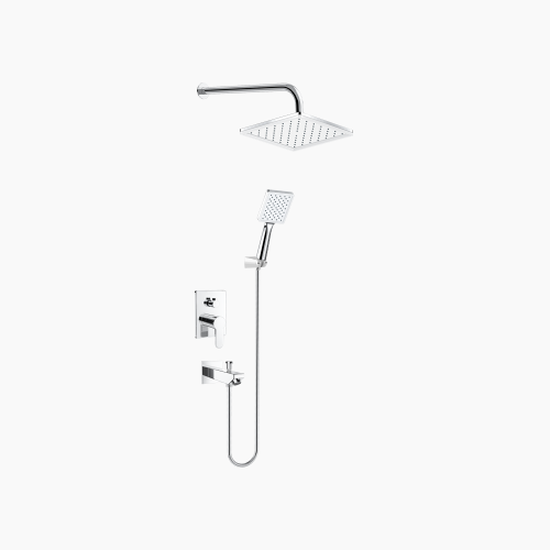 Σετ Εντοιχισμού Τετράγωνη Διπλής Ροής με Διανομέα Ορειχάλκινο DM-2711 Χρώμιο