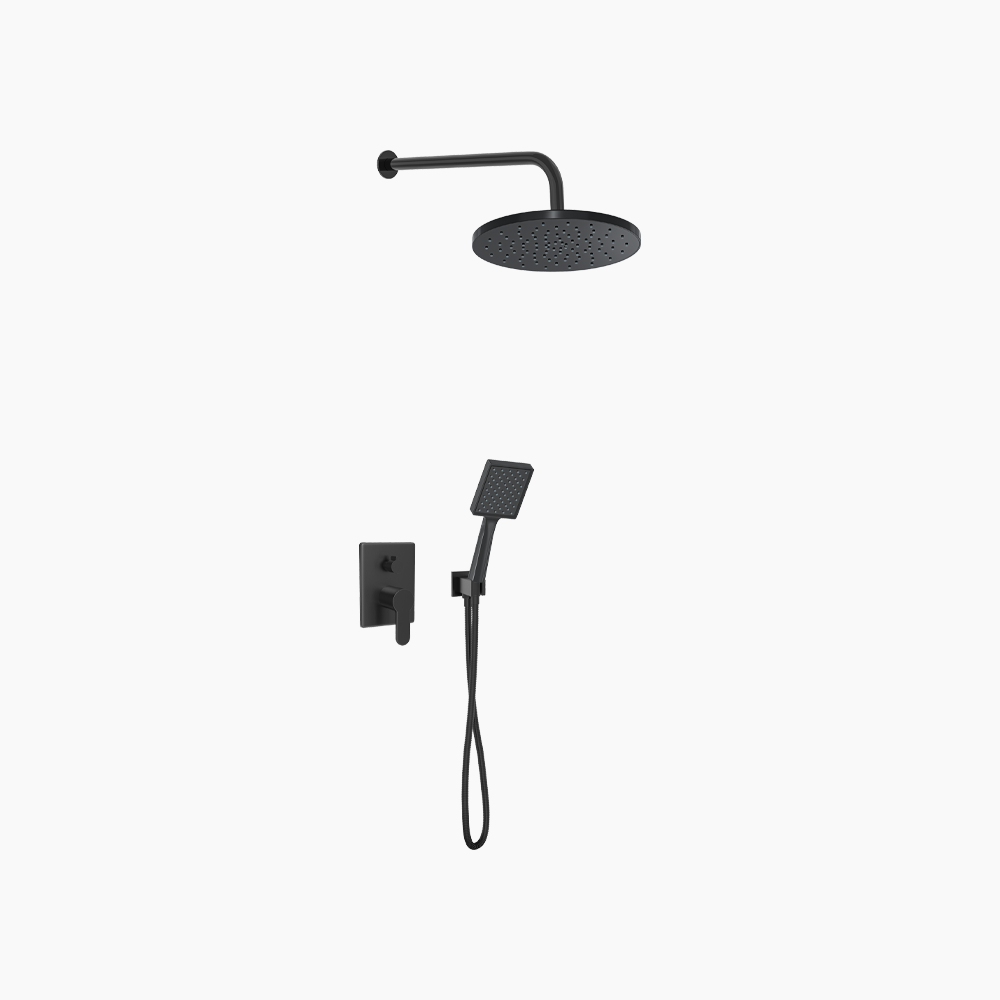 Σετ Εντοιχισμού Τετράγωνη Διπλής Ροής με Διανομέα Ορειχάλκινο DM-2720 Μαύρο