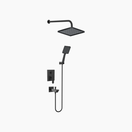 Σετ Εντοιχισμού Τετράγωνη Διπλής Ροής με Διανομέα Ορειχάλκινο DM-2724 Μαύρο