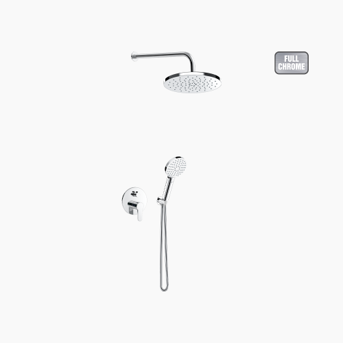 Σετ Εντοιχισμού Στρόγγυλη Διπλής Ροής με Διανομέα Ορειχάλκινο DM-2726 Χρώμιο