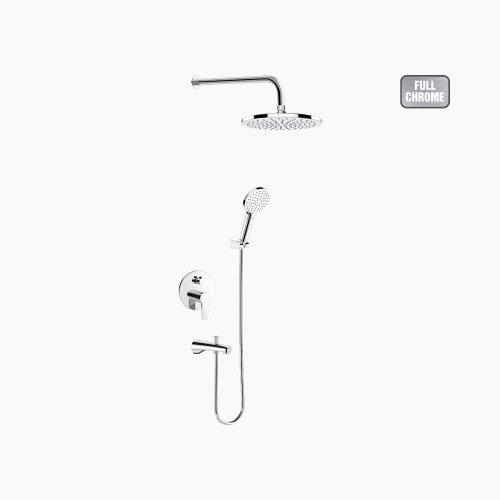 Σετ Εντοιχισμού Στρόγγυλη Διπλής Ροής με Διανομέα Ορειχάλκινο DM-2730 Χρώμιο