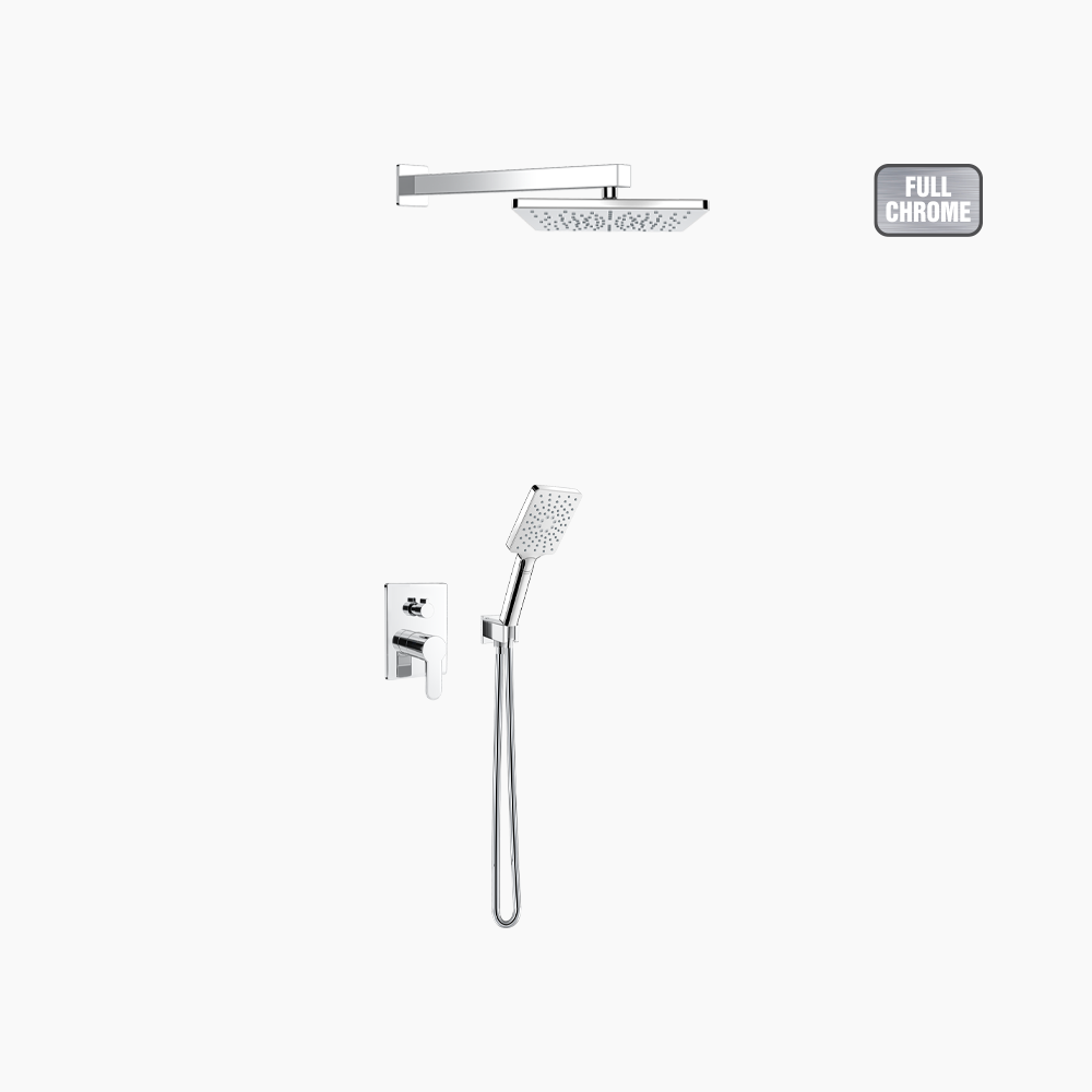 Σετ Εντοιχισμού Τετράγωνη Διπλής Ροής με Διανομέα Ορειχάλκινο DM-2732 Χρώμιο