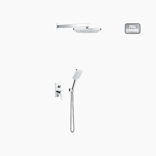 Σετ Εντοιχισμού Τετράγωνη Διπλής Ροής με Διανομέα Ορειχάλκινο DM-2732 Χρώμιο