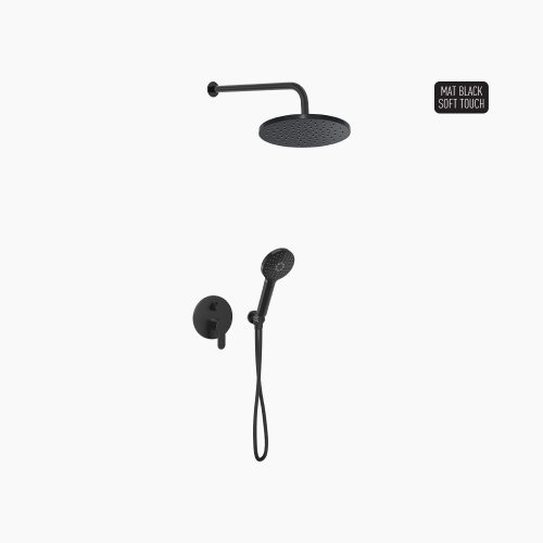 Σετ Εντοιχισμού Στρόγγυλη Διπλής Ροής με Διανομέα Ορειχάλκινο DM-2739 Μαύρο