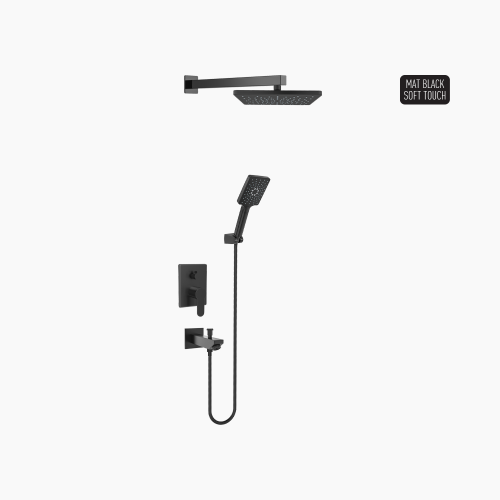 Σετ Εντοιχισμού Τετράγωνη Διπλής Ροής με Διανομέα Ορειχάλκινο DM-2745 Μαύρο