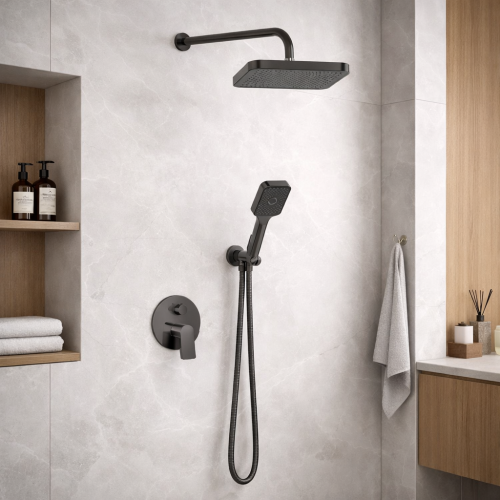 Σετ Εντοιχισμού Μπαταρία Διπλής Ροής Ορειχάλκινο Valero VS-4134 Art Gray